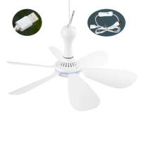 16.5Inch/ 42cm Canopy Fan Ceiling Fan with 6 Blades USB Tent Fan Air Cooler Hanging Fan Camping Fan for Windless Day