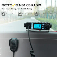 Retevis MB1 AM/FM Mini Mobile CB Radio 4W 26MHz 27MHz 40CH Mobile CB Transceiver for Car Trucker VOX Emergency Call License-free