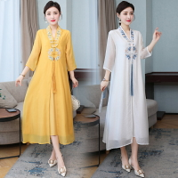 中國風改良漢服女裝復古民族風中式旗袍禪意茶服連衣裙女裝