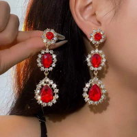 Birthday gift red crystal earrings light luxury limited edition earrings