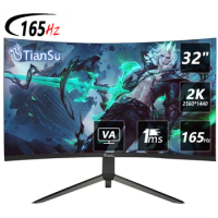 TIANSU 32 Inch Monitor 165Hz 2K 144Hz Curved Gaming Monitor HDMI Computer Gamer Screen for PC Display Fast VA DP Curved Monitor