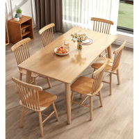 椅子 餐桌 快餐餐桌實木餐桌椅組合現代簡約家用長方形吃飯桌子餐廳飯桌