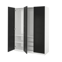 PAX/FLISBERGET 衣櫃/衣櫥組合, 白色/碳黑色, 150x60x201 公分