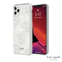 強強滾p-Kate Spade iPhone 11Pro Max Hollyhock Floral白色大花透明殼+小鑲鑽