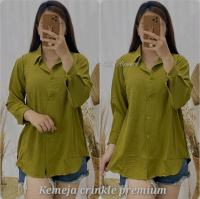 Kemeja Wanita Crinkle Airflow Oval Oversize By AS3 Atasan Simple Kancing Aktip Cantik Baju Casual Ka