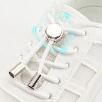 1Pair Lock Shoe laces Without ties Metal Buckle Laces Round Elastic Laces Sneakers Kids Adult No Tie Shoelaces Shoes Accessories