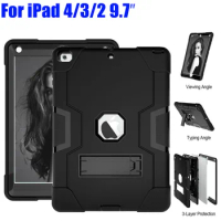 Armor Case For iPad 4 3 2 9.7 Heavy Duty Silicone TPU + PC Hard Stand Drop Shock Proof