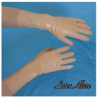 Free Shipping 100% Natural Latex Unisex Classic Flash Red Short Latex Gloves Slim Finger Hand Finger Gloves Seamless Length 3D