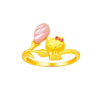 【Just Gold 鎮金店】HELLO KITTY鬱金香 黃金戒指