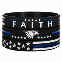 300pcs Faith Justice Thin Blue Line Silicone Wristband Bracelet Free Shipping By DHL