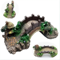 A Happy  Fish Tank Resin Ornament Aquarium Fish Tank Artificial Bridge Resin Ornament Cave Aquarium 