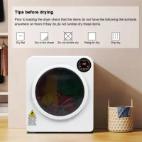Electric Laundry Clothes Dryer 13.2 Lbs 6kg LED Display Tumble Dryer With Stainless Steel Tub For Apartments Home Dorm