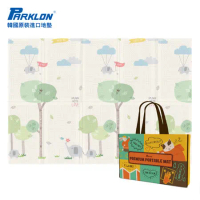 【PARKLON】韓國帕龍攜帶型單面回紋摺疊墊 - 大象新樂園 米色 (附提袋)