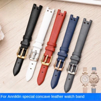 Women's Leather Solid Steel Needle Buckle Watchbands for Anne Klein Series Soft Thin Cowhide Concave Interface Watch Accessories