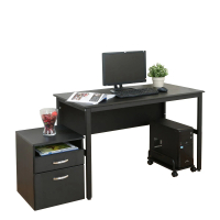 【DFhouse】頂楓120公分電腦辦公桌+主機架+活動櫃-黑橡木色