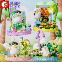 New product SEMBO Duckyo Friends building block flower world series assembled model birthday gift kawaii children's toy