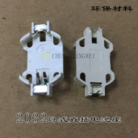 10PCS~100PCS Original CR2032 battery holder 3V button base with shrapnel LIR2032 ML2032 white horizontal in-line battery holder