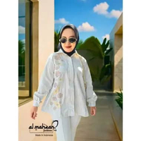 Atasan wanita/ blouse Al-Mahzan-Calista Atasan Kemeja Shirt Bordir Wanita Korean Look XL Putih