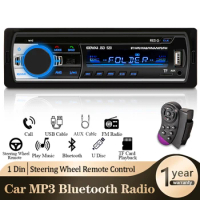 Car Radio 1 din Stereo Player Digital Bluetooth Car MP3 Player 60Wx4 FM Radio Stereo Audio Music USB/SD with In Dash AUX Input