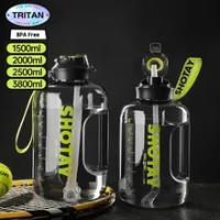 2.0L 1 Gallon SHOTAY Sport Water Bottle Tritan Material BPA Free Large Capacity Portable Straw Cup For Fitness Exercise Travel