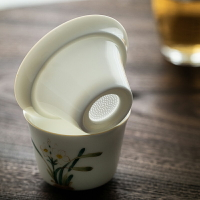 陶瓷茶漏全瓷一體白瓷手繪茶漏網泡茶葉過濾網創意茶隔茶濾過濾器