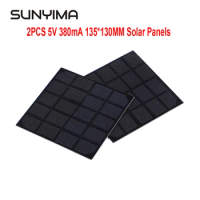 SUNYIMA 2PCS 5V 380 mA 135*130 MM Solar Cell Polysilicon For Lawn Light DIY Power Bank Battery Silicon Module Solar Panels