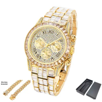 Hip Hop Ice Out Watches for Men Luxury Handmade Mosaic AAA Diamond Watch Chronograph Mens Watch Silver Steel Gold Montre Homme