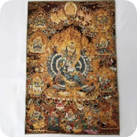 36" Tibet Tibetan Cloth Silk Buddha Yamantaka Tangka Thangka Mural