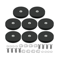 8Pack Rubber Coated Magnet Neodymium Magnet Base with Rubber Coating Ø 43mm Anti Scratch Magnet M6 Male Thread Black