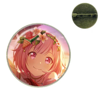 Project SEKAI Anime Ootori Emu Wonderlands×Showtime 25mm Metal Glass Dome Cabochon Retro Badge Brooch Pins Fans Gift