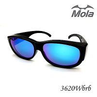 MOLA摩拉近視前掛式偏光太陽眼鏡套鏡 UV400 冰藍彩色多層膜 男女 3620Wbrb