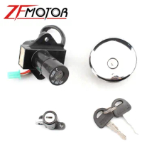 Motorcycle Lockset Aluminum Ignition Switch Lock Fuel Gas Cap Cover Seat Lock Keys for Suzuki GN250 1985-2001 GS750 1980