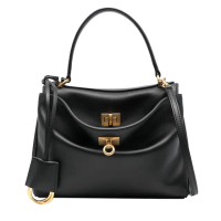 【Balenciaga 巴黎世家】795456 爆款翻玩Rodeo系列極簡鬆弛美柔軟垂墜小牛皮金扣MINI手提斜背包(黑色)