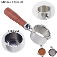 Applicable to 51mm Coffee Portafilter 3 Ear Filter 2Ear Filters Tamper With 4 Cup Basket Coffee Maki