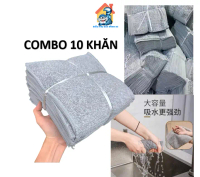 (Size 21x21 cm) Combo 10 Khăn lau bếp màu xám mềm mịn, thấm hút  Làm Sạch