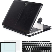 Premium PU Leather Case for Macbook Air Pro Retina 11 12 13 15 16 Business Smart Holster Book Folio Protective Stand Cover