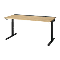 MITTZON 書桌/工作桌, 實木貼皮, 橡木/黑色