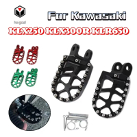 เหมาะสำหรับ Kawasaki KLX250 KLX300R KLR650 แป้นเหยียบอะลูมิเนียมอัลลอยด์พร้อมแป้นเหยียบแบบตะปู