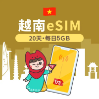 【173一起上網】越南eSIM 20日每日5G固定流量
