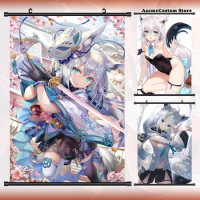 Game VTuber Hololive Shirakami Fubuki Debuki Wall Scroll Roll Painting Poster Hanging Picture Poster Home Decor Cosplay Art Gift