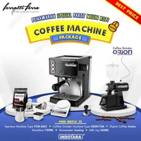 Paket Mesin Kopi Espresso / Mesin Kopi Ferratti Ferro FCM-3601 Black - Mini Brew 25 - 27 Merah