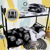 BEDSHEET 5D SINGLE CADAR SINGLE (5in1) SET WITH COMFORTER READY STOCK