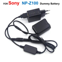 USB Power Cable+FZ100 Coupler NP-FZ100 Dummy Battery+Charger Adapter For Sony Alpha A9 A7RM3 A7RIII A6600 A7M3 ILCE-9 A7M4 A7IV