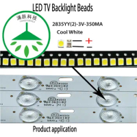 YONGYUEKEJI 100pcs/lot highlight 2835 3v 1w cool white tv backlight beads for repair led lcd tv light bar hot