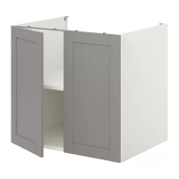 ENHET 底櫃附層板/門板, 白色/灰色 框架, 80x62x75 公分