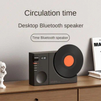 Clock Time Flies Bluetooth Speaker Desktop Retro Clock Speaker Subwoofer Rotatable Record Speaker Birthday Gift