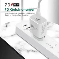 100pcs 18W USB Type C Charger Adapter For iPhone 11 pro Xs Max X Xr PD Fast Charging Power Type-C EU US Plug for iphone Charger