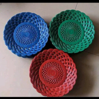 Piring Rotan Plastik Warna