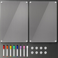 2 Pack 12*8 Acrylic Magnetic Whiteboard for Fridge Clear Dry Erase Menu Board for Refrigerator with 