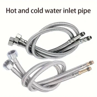 2pcs304 stainless steel metal braided hose dish basin basin hand washing pointed steel wire hose double head hot and cold water